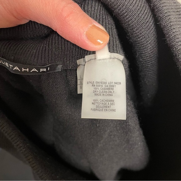 Elie Tahari Jogger Pants Cashmere High Waisted Luxury Black Size Large XL - Picture 7 of 10